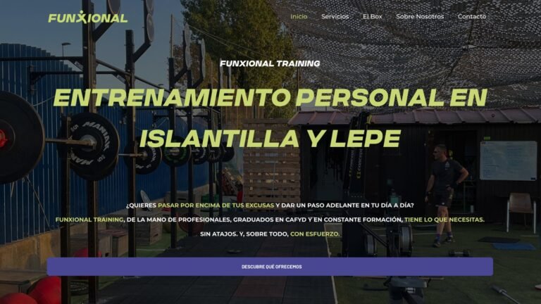 Web de Funxional Training, entrenamiento personal en Islantilla y Lepe